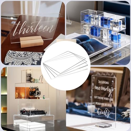 Image of 10 Pack 8 inchx10 inch Clear Acrylic Sheets 1 /8 inch Thick (3mm) Cast Acrylic Plexiglass Sheet Transparent Plastic Sheets for Sign, Laser Engraving and Cutting, Crafting, DIY Display Projects