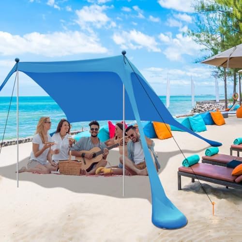 YENGIAM Beach Canopy Beach Tent Pop Up Shade 7.5X7.5 FT Portable Sun Shelter Extra Windproof Rope Stable Sun Protection with Carry Bag Easy Set Up for Family Outdoor Camping Fishing Backyard Picnics
