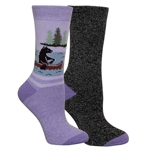 Columbia Men's Bearly There Medium Weight Thermal Crew Socks 2 Pair, Paisley Purple/Grey, One Size