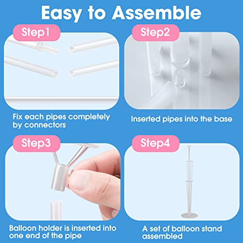 Voircoloria V-ZP44 4 Sets Balloon Stand Kits, Balloon Sticks Holder With Base For Table Graduation Birthday Baby Shower Gender Reveal Party Decorations thumb #3