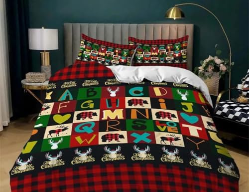 WeihnachtsBettwäsche Weiß Bunt Weihnachtselch Stern Bettwaren-Sets...