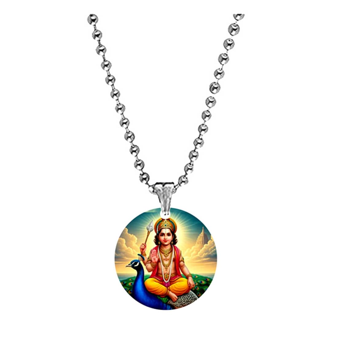 abhiora fashion Lord Bal Murugan on Peacock Bead Chain Acrylic Religious Pendant for Men Women Spiritual Devotional Jewelry Lightweight Daily Wear Gift-picture-19