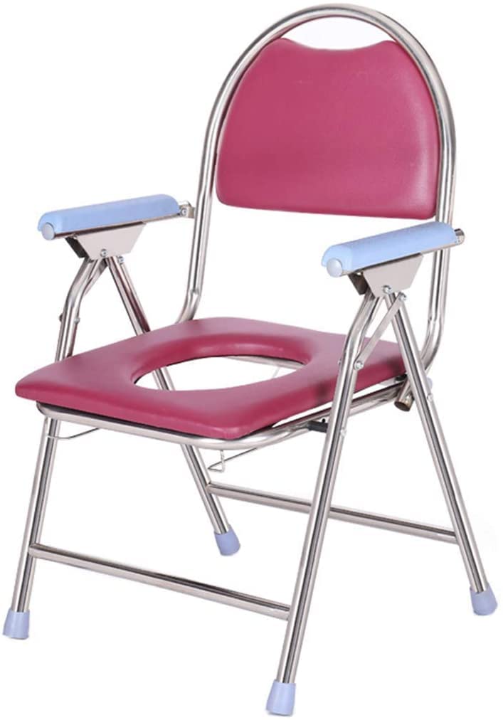 Faltbarer Toilettenstuhl, Toilettensitz, Badewanne, Toilettensitz mit Rückenlehne und Armlehnen, tragbarer und Leichter Duschstuhl für Erwachsene (Rosa A)