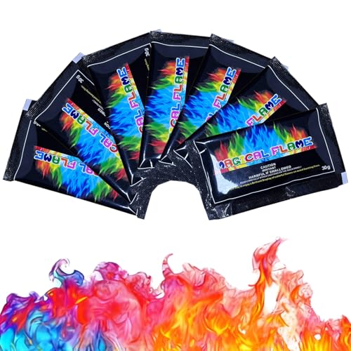 210g Feuerfarben Pulver für buntes Feuer, Feuerstellen, Kamin, Ofen, Lagerfeuer oder für Outdoor-Events, Trockenpulver für Flammenfärbung, Feuer Farbe ausprobieren und genießen