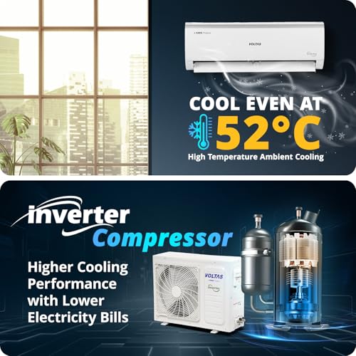 Image of Voltas 173V CAE 1.4 ton 3 star inverter Split AC| 4-IN-1 Adjustable mode | Energy Efficient | High ambient Cooling-cools even at 52C| Anti dust filter with Anti-microbial coating| Copper Coil| White