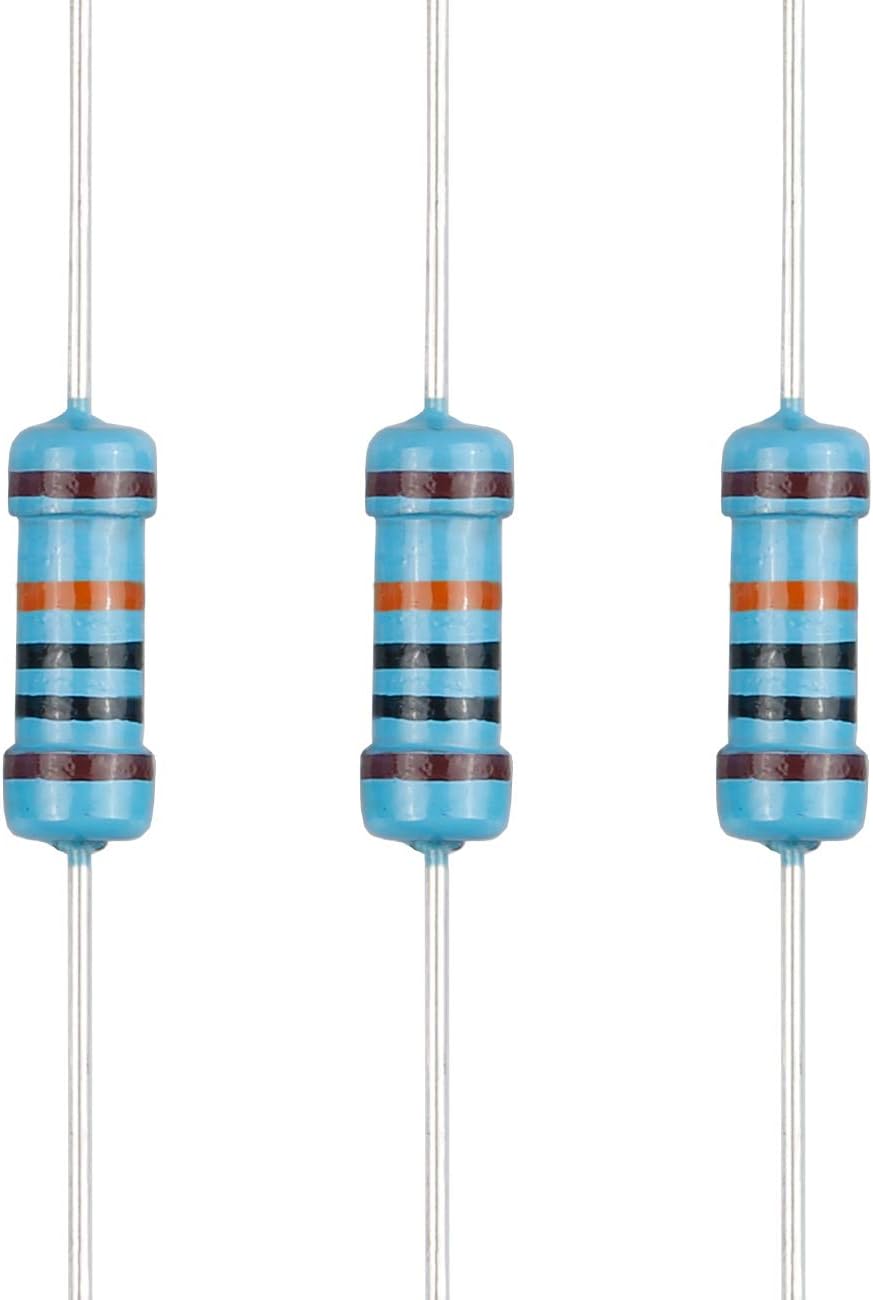 100pcs 100K ohm Resistor 1/2w (0.5Watt) ±1% Tolerance Metal Film Fixed Resistor, Multiple Values of Resistance Optional