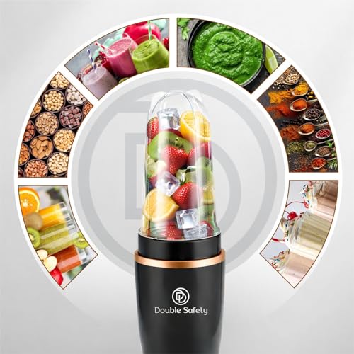 Image of 500W Nutri Blender | 2 Bullet Poly Jars For Smoothie, Juicing, Mixing Blending Juicer Mixer Grinder| Stainless Steel Blade | Fresh Smoothies, Shakes| 2 Year Warranty (Black)