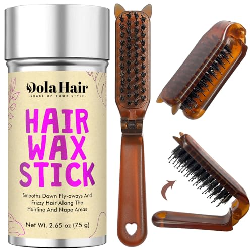Image of Dolahair Portable Travel Hair Wax Stick - Slick Hair Pomade with Smoothing Brush for Women, Kids & Girls' Hair Styling