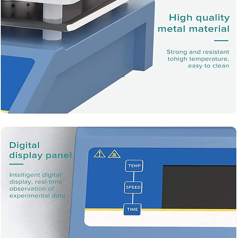 Placa caliente agitadora magnética con calefacción, capacidad de 5000 ml, velocidad de 200-2000 rpm, pantalla LED, sensor de temperatura, ideal para calefacción y agitación de laboratorio