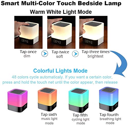 Gallstep ITDK-JS-1219-831 Night Lights Bluetooth Speaker, Alarm Clock Bluetooth Speaker Touch Sensor Bedside Lamp Dimmable Multi-Color Changing Bedside Lamp thumb #3