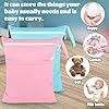 SLETIE 2 Packs Wet Bag, Waterproof Wet Dry Bags, Reusable Washable Cloth Diaper Bags, Nappy Bag with Double Zipper Pockets for Baby Items Swimming Camping Travel Beach Pool Bag (Pink+Blue) #3