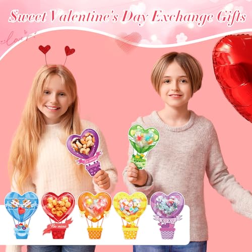 Cartes Saint-Valentin montgolfière pour échanges en salle de classe
