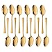 Meisha Ensemble de 12 cuillères à Dessert, Petites cuillères en Acier Inoxydable, Finition Miroir et Bord Lisse, Parish Collection Harley - Or