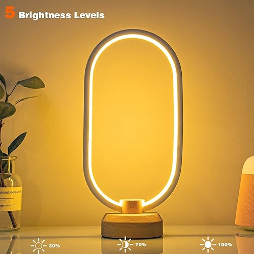 Miniatura 8 de Lámpara de escritorio moderna lámpara de mesa de madera LED, luz de noche de noche de noche, iluminación LED regulable, decoración creativa del