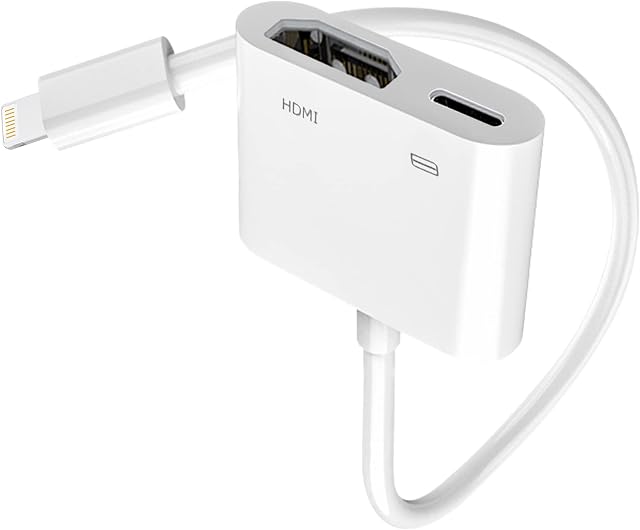 Apple Lightning to HDMI Digital AV AdapterApple MFi Certified 1080P Video & Audio Sync Screen Converter AV Adapter Charging Port for iPhone HDMI Converter to HD TV/Projector/Monitor Support All iOS