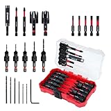 EZARC Senkbohrer Holz,22 Stück Senker Bohrer Set für Holzbearbeitung mit 2...