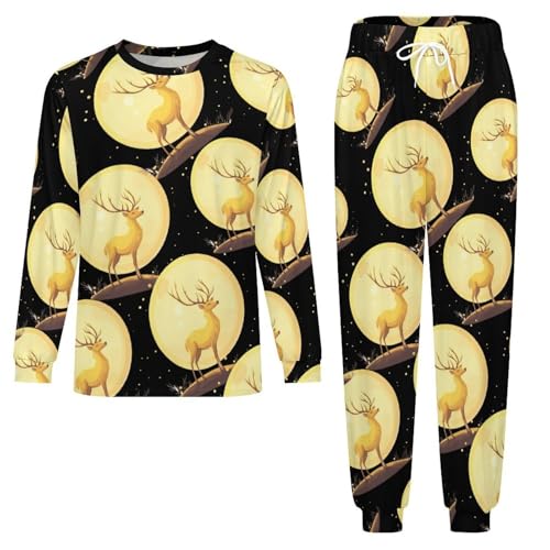 Wilderness Deer Hunting Mens Pajamas Set Long Sleeve Sleepwear Pjs Set Shirts And Bottoms Sleep Sets Loungwear4