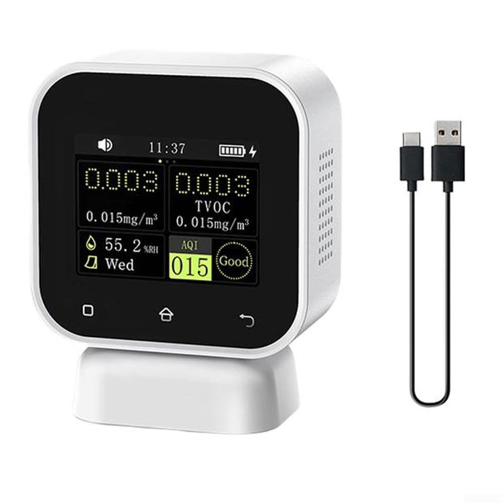 Rilevatore TVOC 4 in 1 con monitor della qualità dell'aria con display di umidità temporanea per ufficio domestico - dati in tempo reale nero SFD-02
