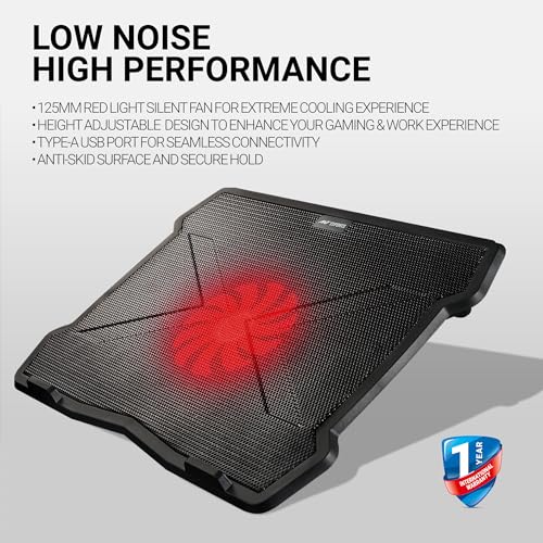 Ant Esports NC130 Ultra Slim and Sturdy Portable Laptop Cooling Pad with 1 * 1 125mm Quiet Red LED,Anti Skid Height Adjustable Stand, 1 USB Ports... - Image 6