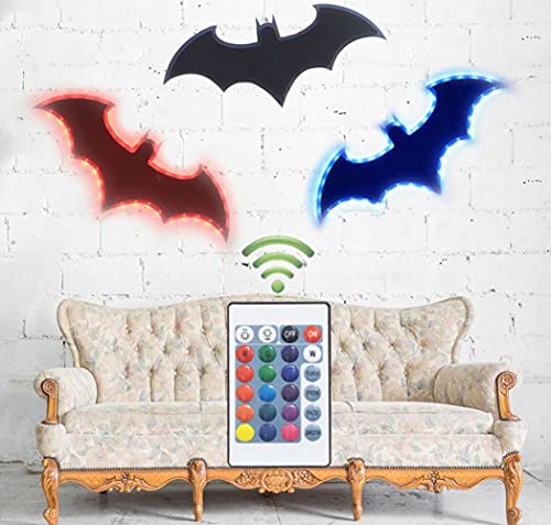 LED Bat Night Light Superhero Cool Signal Lamp with 16 Colors Remote Control Wall Sconce Acrylic Engraved Neon Sign LightDecor for Bedroom Party Room Wall (Black) - Image 6