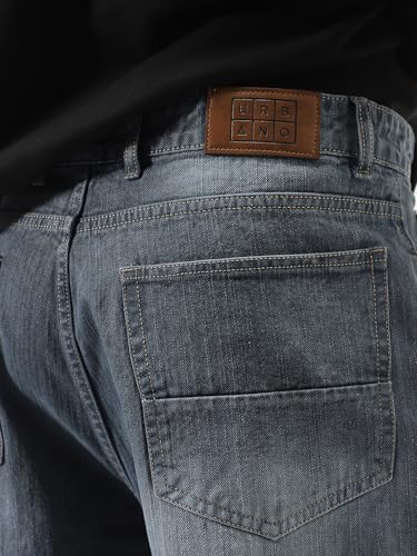 Image of Urbano Fashion Men's Loose Baggy Fit Washed Denim Jeans Non-Stretchable