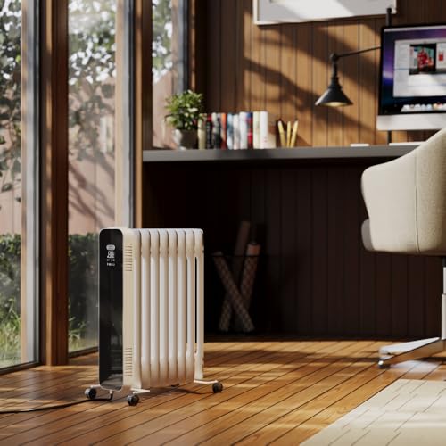 ECOSO Kylo - 2000W White UK Plug WiFi Oil Filled Smart Electric Radiator - 595mm x 240mm