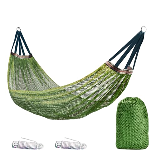 Hamacas de Cuerda para Hamaca de Campamento de Nylon liviano Exterior y liviano con Correas de árbol y Bolsa de Almacenamiento para el Exterior, Acampar 102 x 51 Pulgadas de Verde.