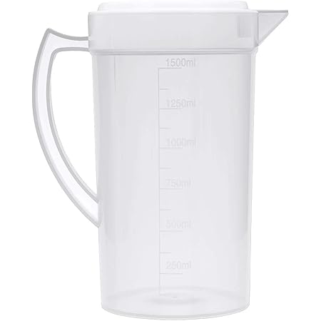 Tansoole 2 Pcs 1 Litre Pichet Doseur En Plastique Avec Couvercle Et Poignu00e9e Becher Graduu00e9 Pot