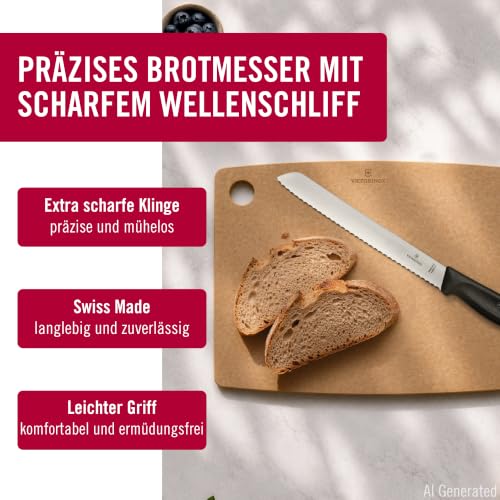 Victorinox Swiss Classic Brotmesser, 21 cm Wellenschliff, Rot – Ansicht 5
