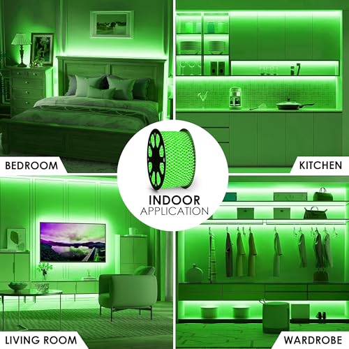 Image of Gesto 3 Meter Rope LED Strip Lights | 120 LED /Mtr Waterproof Outdoor Lights for Balcony, Home Decor, Cove Light for False Ceiling | Flexible, Cuttable Strip Light for Diwali Decoration - Green