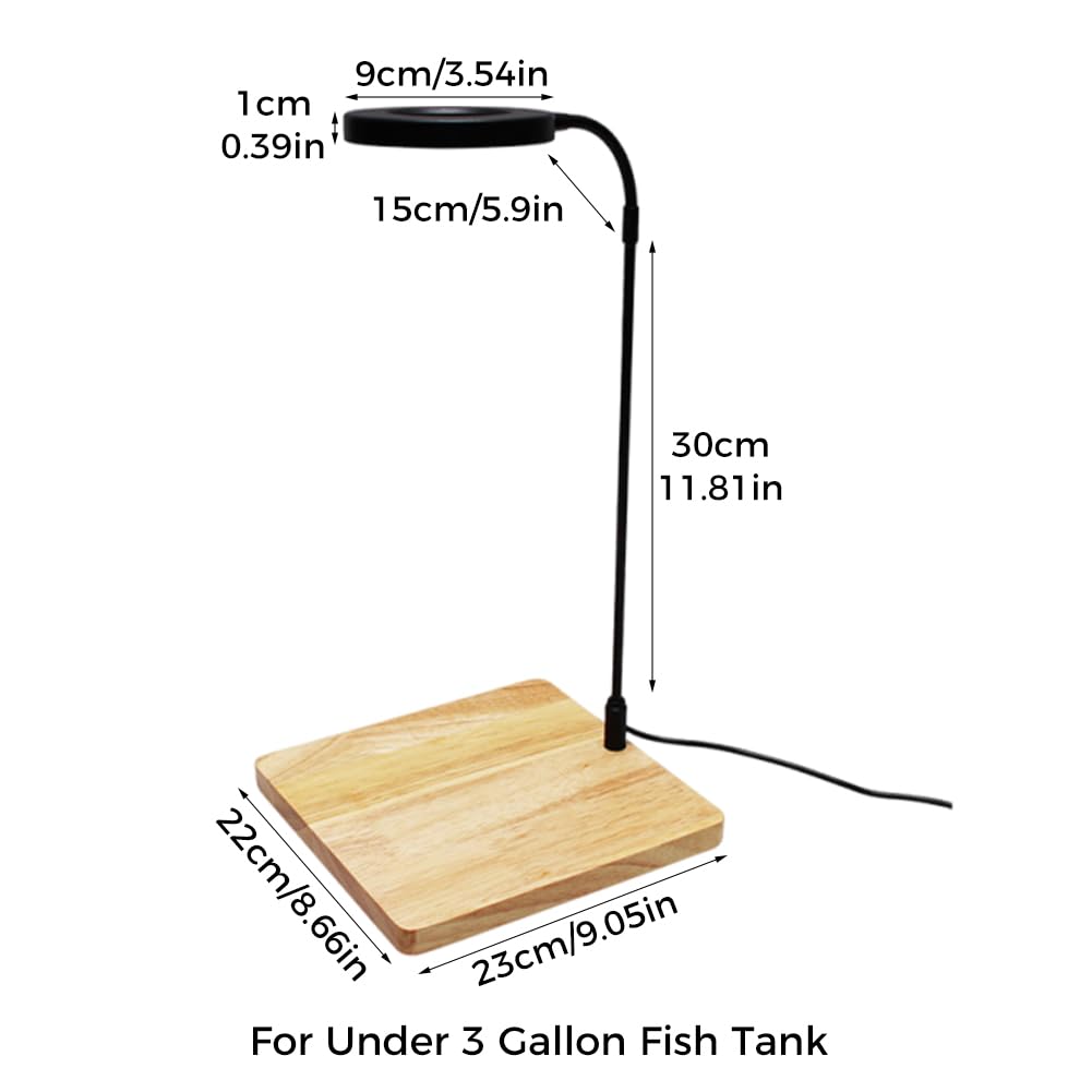 Lumière LED pour aquarium à spectre complet à 360 degrés avec planche en bambou 10 W Nano alimentation USB pour aquarium
