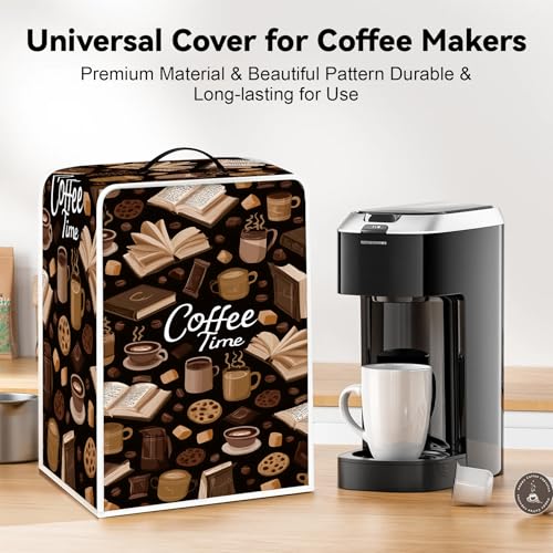 Image of Universal Coffee Maker Cover, Durable Polyester Lightweight Long-Lasting Dustproof Cotton Blend Appliance Protector for Kitchen Countertops (Deep Brown)