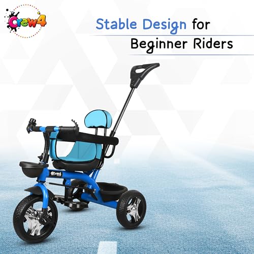 Image of Tricycle 1 Years to 5 Years with Removable Safety Guard and Parental Control Back Side Push Handle with Rubber Tyre for Kid's CR07 (Blue 2)