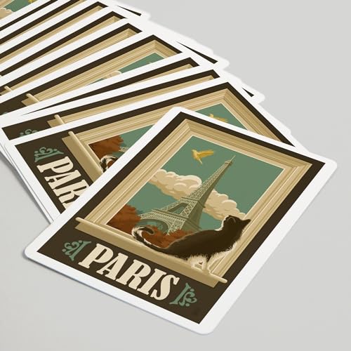 Naipes poker Paris Francia Torre Eiffel y gato miniatura 5