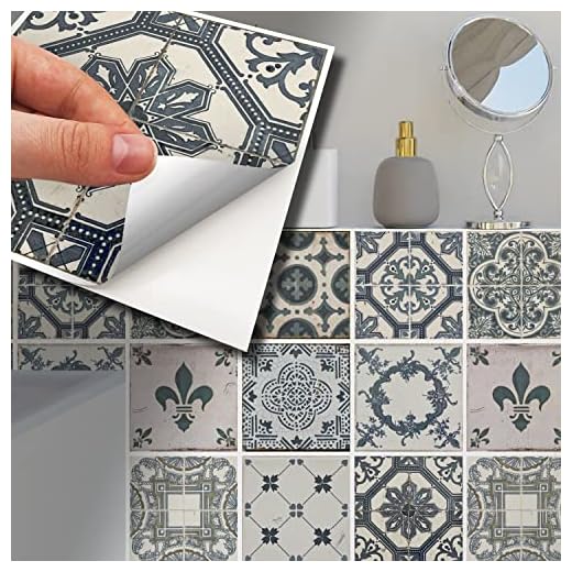 Walplus Adhesivos de pared extraíble Autoadhesivo Arte Mural VINILO DECORACIÓN HOGAR BRICOLAJE Living Cocina Dormitorio Decor papel pintado Regalo Vintage Azul Azulejo - 15 x 15cm - 24 piezas
