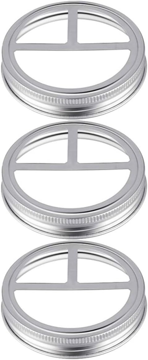 GLEAVI 5sets 3pcs Stainless Steel Jar Lids for Toothbrush Bathroom Accessories Split Cover for Toothbrush Jars Reusable Easy to Clean Toothpaste Floss and Razors 3pcs*5