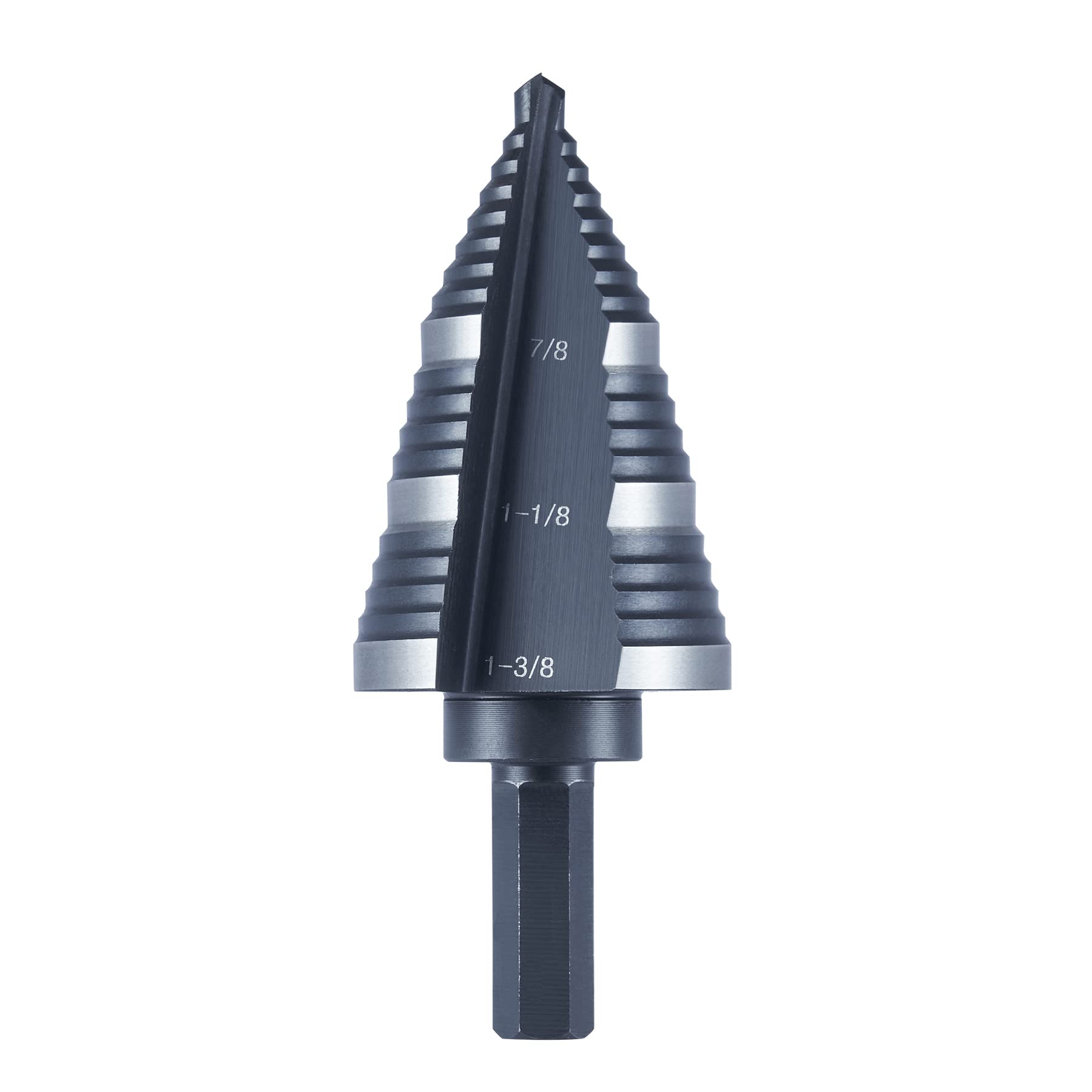 Anfrere 3 Sizes M2 Step Drill Bit for Steel Sheet, 7/8", 1-1/8", 1-3/8" HSS Multi Size Hole Stepped Up Unibit Home Tools