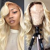 Julia 10A 360 Lace Frontal Wig Body Wave Human Hair 180% Density Remy Wigs Pre Plucked with Baby Hair Natrual Hairline 613 Blond Ombre Lace Front Wigs Human Hair for Women 14Inch T4613 Color