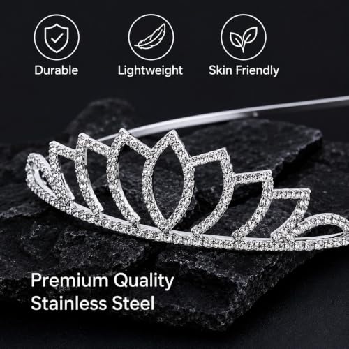 Image of CURATED CART Tiara Crown - Rhinestone Tiara for Birthday, Pageant, Bridal, Costume, and Halloween - Elegant Sparkling Crown for Women and Girls - Perfect for Special Occasions