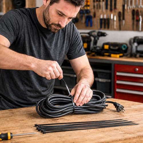 Image of Zip Ties 12 inch, 4000 Pack Heavy Duty Black Zip Ties with 120 lbs Tensile Strength, Self-Locking Nylon Cable Ties,Wire Ties for indoor and outdoor use