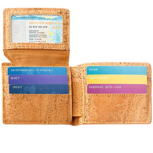 Cork Passcase Wallet – Non-Leather Bifold Wallet – Men’s Wallet - RFID Blocking-Vegan Leather–Eco Friendly-Brown2
