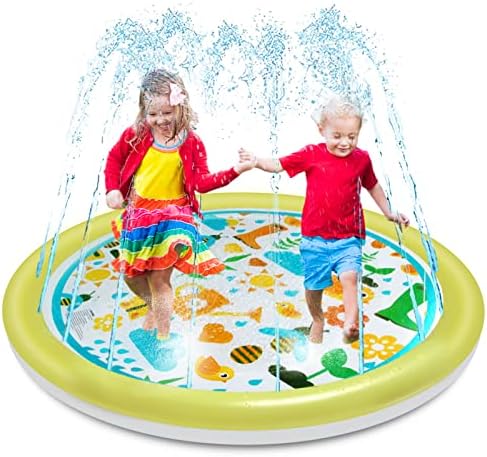 AESGOGO Splash Pad for Kids , 69″ Sprinkler Toys for Baby Toddlers Summer Outside Water Fun , Yard Splash Play Mat.