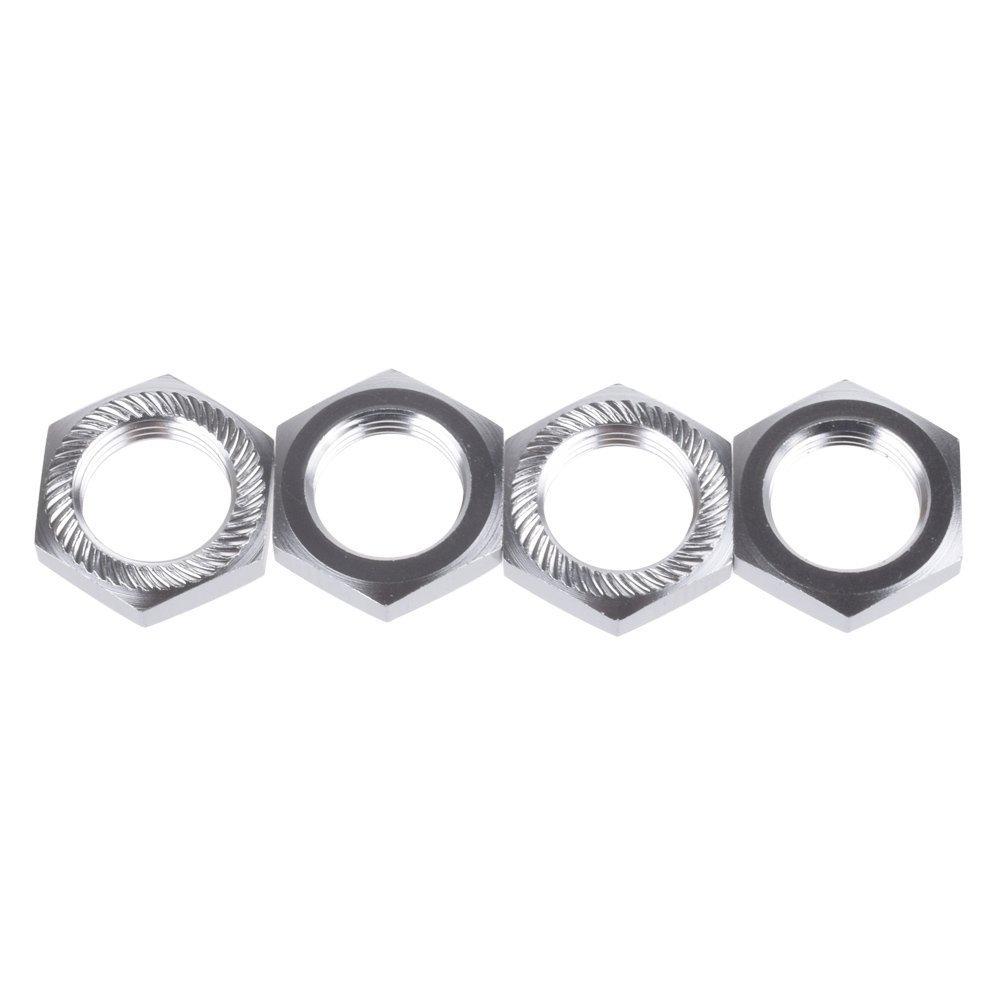 LAFEINA 4PCS 17mm Aluminum Wheel Hex Hub Nut for 1/8 RC Model Car Upgraded Parts (Silver)