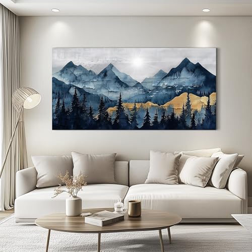 FUHAIHUA Large Wall Decor For Living Room Canvas Wall Art For Office Modern Wall Decorations For Bedroom Mountain Landscape Painting Abstract Pictures Artwork Room Home Decor 24x48 In
