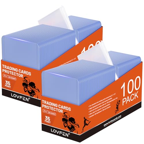 LOVFEN 400 Toploads for Cards & Penny Sleeve 35PT Hard Plastic Card Sleeves 3x4 Baseball Card Protector Holders for TCG Sports Football Collectible Trading Cards