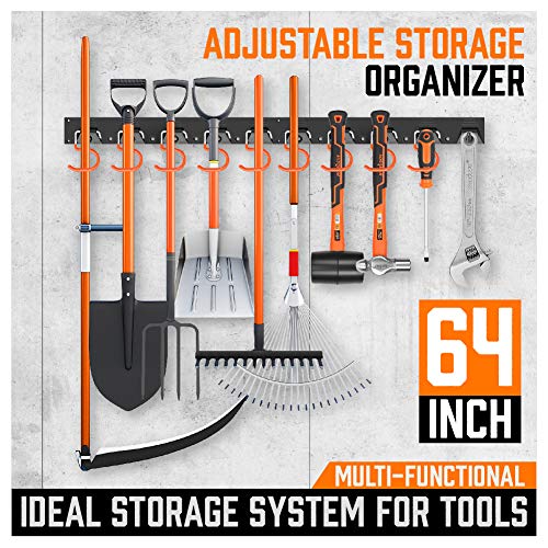 Horusdy 97792 64 Inch Adjustable Storage System, Wall Mount Tool Organizer, Tool Hangers For Mop And Broom Holder Shovel, Rake thumb #2