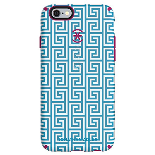 Speck Products CandyShell Inked Jonathan Adler Cell Phone Case foriPhone 6/6S - Retail Packaging - AquaGreekKey/Lipstick Matte
