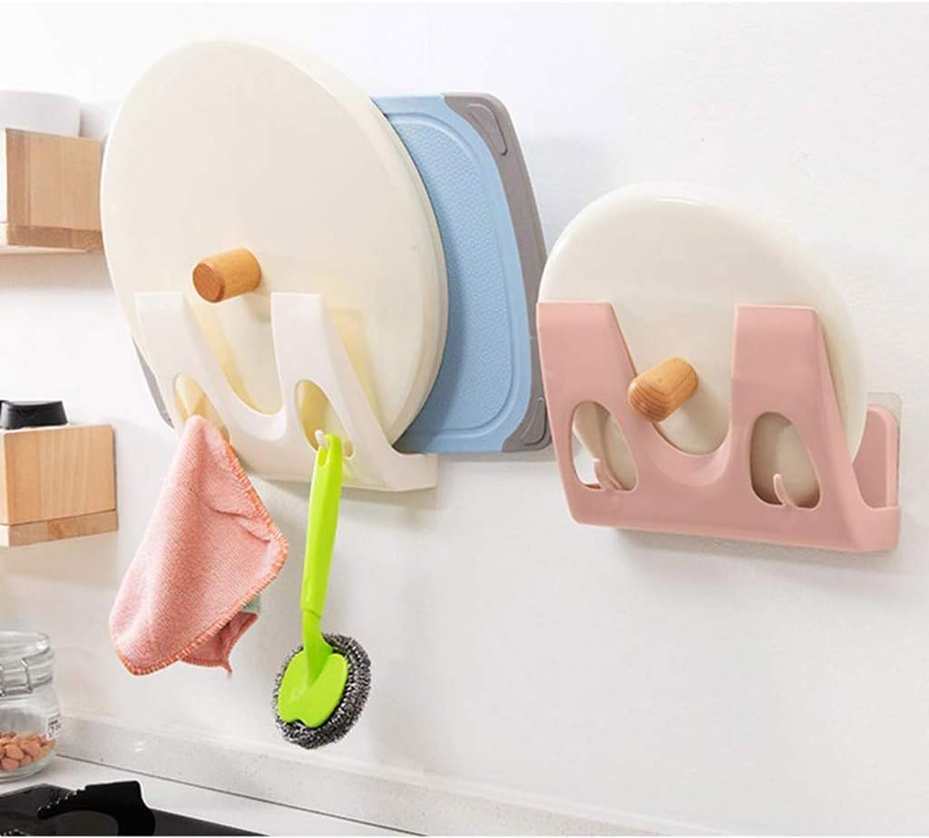 Free-Perforation Pot Holder Wall-Mounted,Pot Lid Holder,Wall Mounted Pan Cover Racks,Strong Removable Drain ge Rack