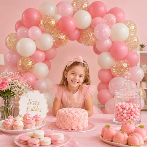 Image of Pink and Gold Balloons, 50 Pcs 12 Inch Double Stuffed Dusty Pink