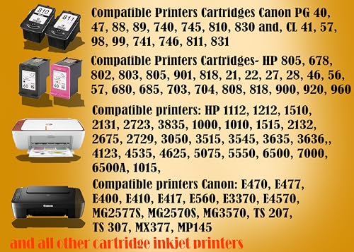 Image of CANOFF 805xl Refill Ink for H.p. /Can0n Cartridge 805,682,802,678,901,818,21, 22,680,27,703,704,803,PG40,47,88, 89, 740, 745, 810, 830 and, CL 41, 57, 98, 99, 741, 746, 811, 831 100ml (CMYKK)